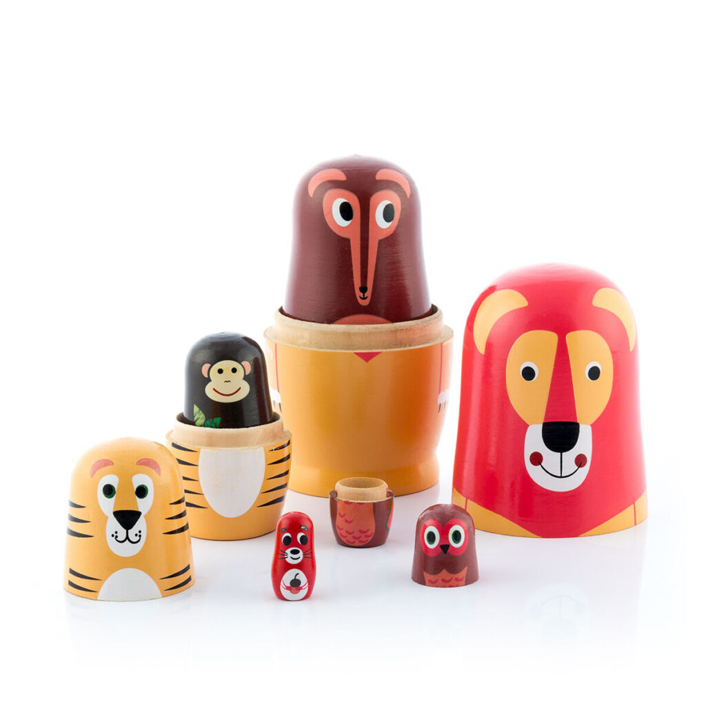 Ξύλινο Matryoshka με Εικόνες από Ζώα Funimals InnovaGoods 11 Τεμάχια