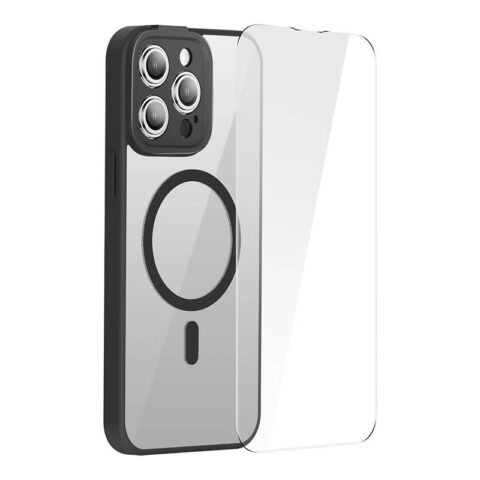 Baseus Frame Transparent Magnetic Case and Tempered Glass set for iPhone 14 Pro (black)