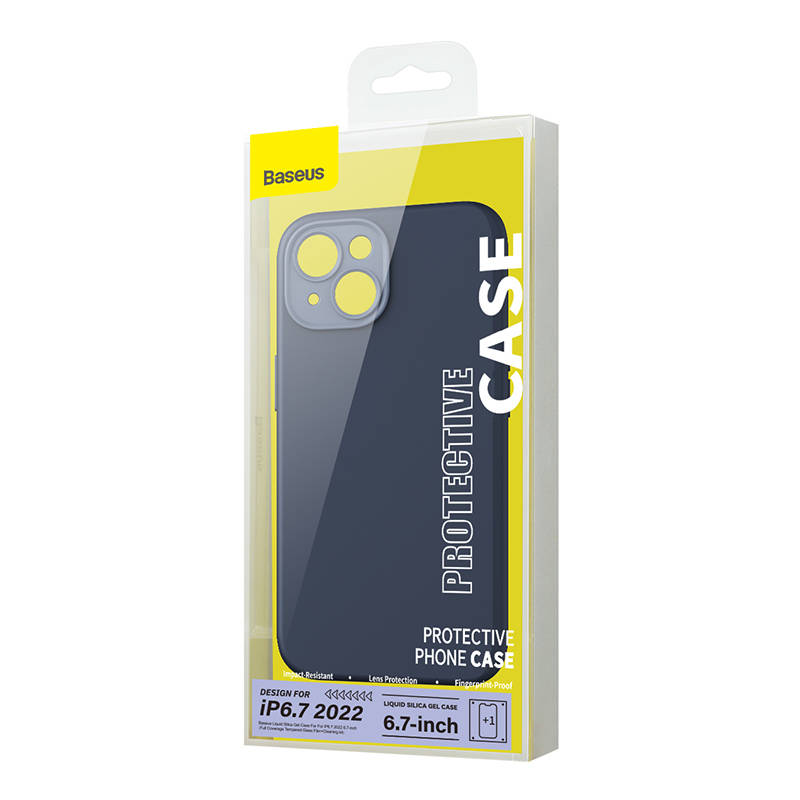 Baseus Liquid Silica Case and Tempered Glass set for iPhone 14 Plus (blue)