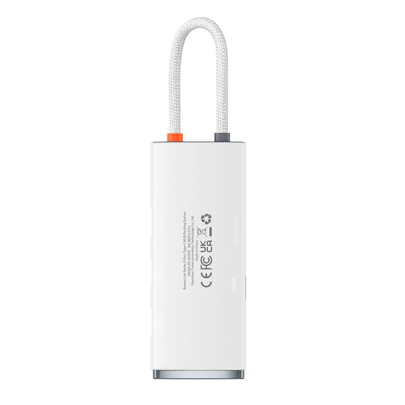 Hub 5w1 Baseus Lite Series USB-C to 3x USB 3.0 + USB-C + HDMI (white)