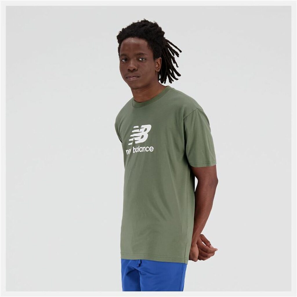 Ανδρική Μπλούζα με Κοντό Μανίκι New Balance Essentials Stacked Logo Πράσινο