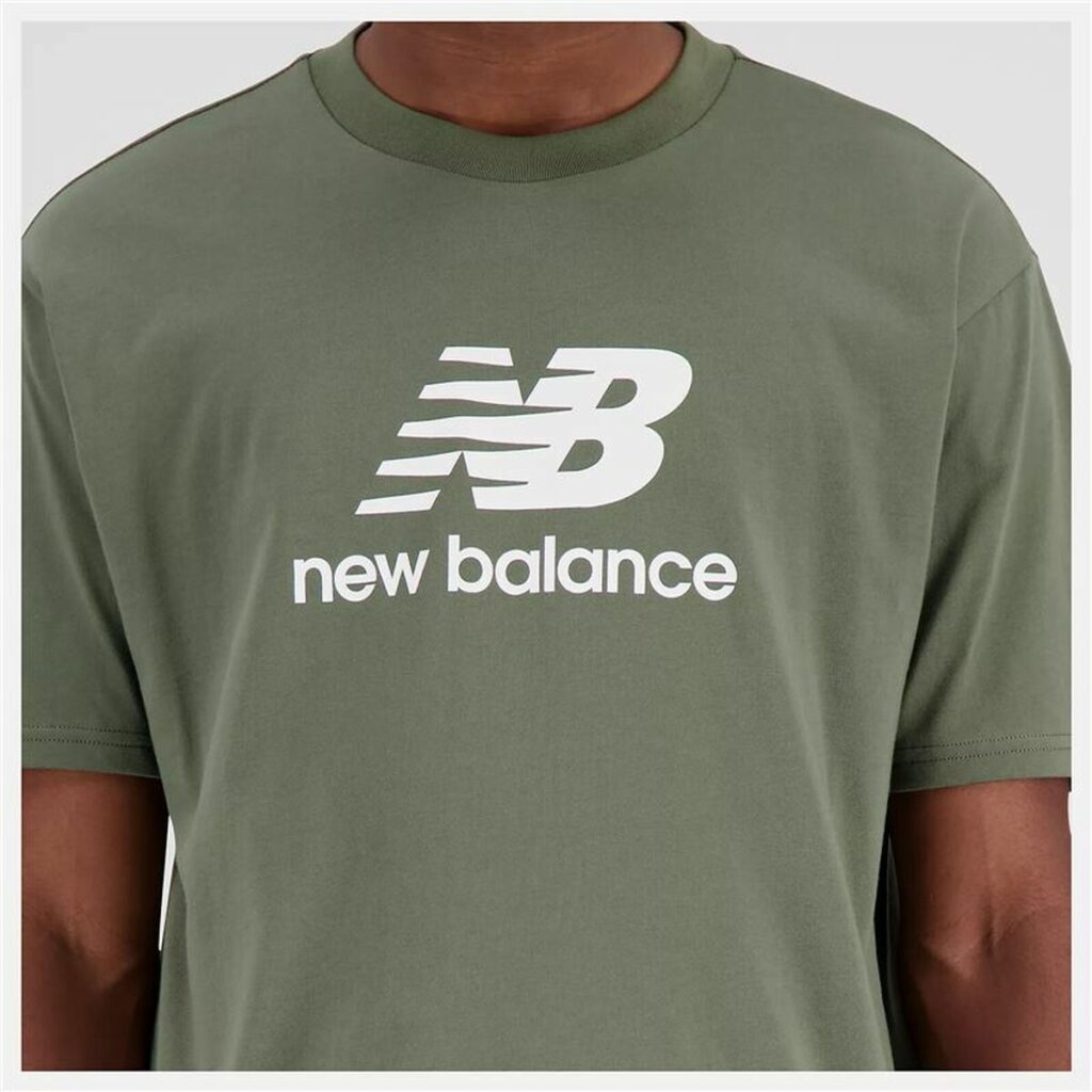 Ανδρική Μπλούζα με Κοντό Μανίκι New Balance Essentials Stacked Logo Πράσινο