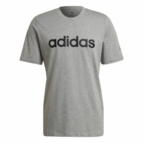 Ανδρική Μπλούζα με Κοντό Μανίκι Adidas Embroidered Linear Logo Γκρι