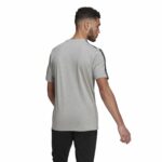 Ανδρική Μπλούζα με Κοντό Μανίκι Adidas Essentials 3 Stripes Γκρι