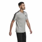 Ανδρική Μπλούζα με Κοντό Μανίκι Adidas Essentials 3 Stripes Γκρι