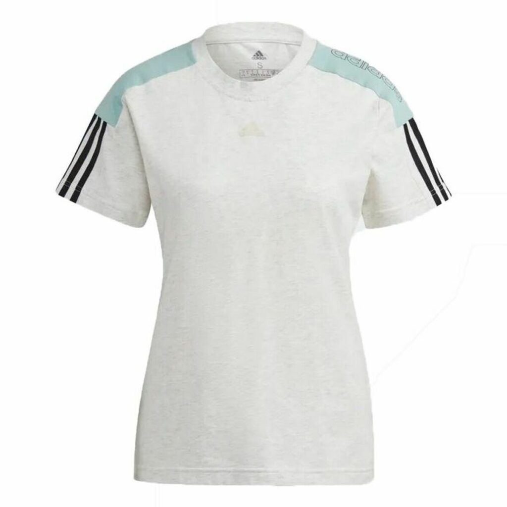 Μπλούζα με Κοντό Μανίκι Adidas Logo Colorblock Μπεζ