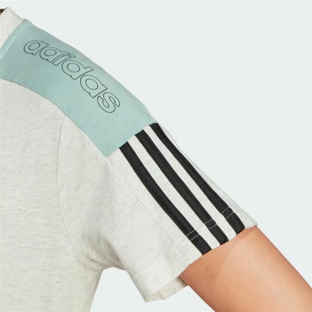 Μπλούζα με Κοντό Μανίκι Adidas Logo Colorblock Μπεζ