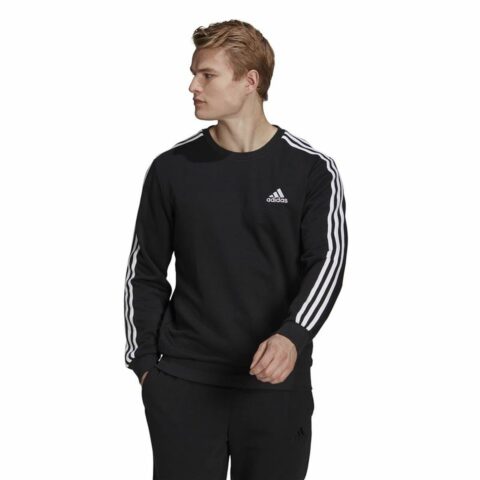 Ανδρικό  Φούτερ χωρίς Κουκούλα Adidas Essentials 3 Stripes French Terry Μαύρο