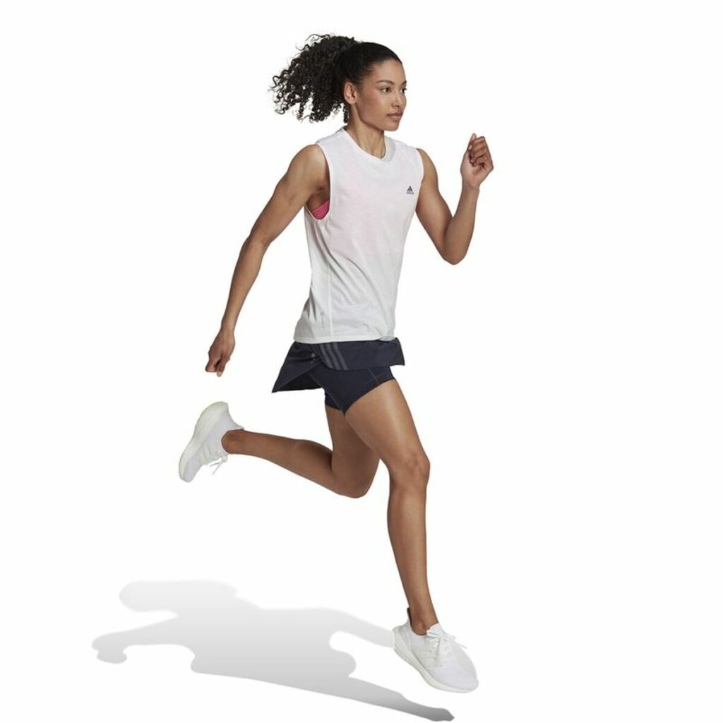 Αμάνικο Γυναικείο Mπλουζάκι Adidas Muscle Run Icons Λευκό