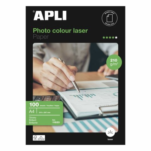 Γυαλιστερό Φωτογραφικό Χαρτί Apli Laser Διπλή όψη 100 Φύλλα A4