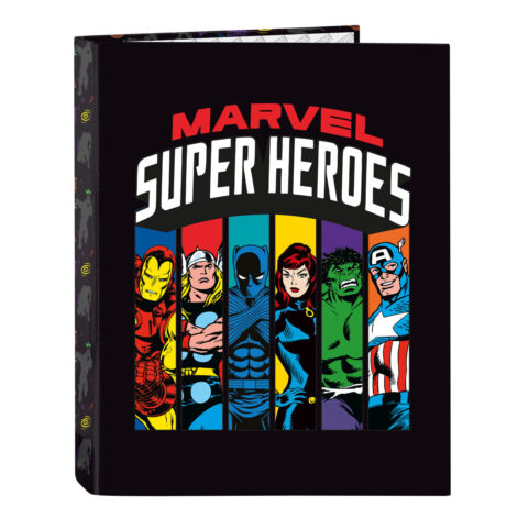 Φάκελος δακτυλίου The Avengers Super heroes Μαύρο A4 (26.5 x 33 x 4 cm)