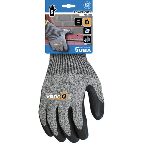 Γάντια Εργασίας JUBA K-Rock Λατέξ Κατά του κοψίματος Μαύρο ίνα