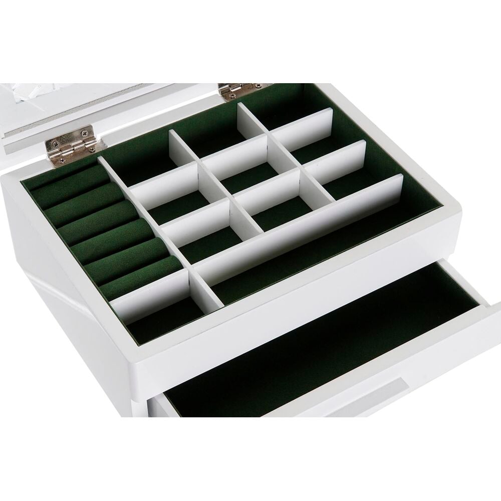 Κουτί-μπιζουτιέρα DKD Home Decor Κρυστάλλινο Λευκό Πράσινο 21 x 16 x 9 cm Ξύλο MDF