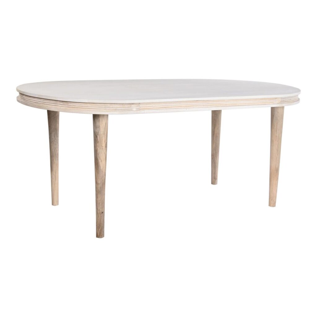 Τραπεζαρία DKD Home Decor Λευκό Χρυσό Ορείχαλκος Ξύλο από Μάνγκο 180 x 90 x 76 cm