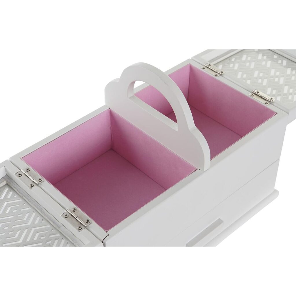 Κουτί-μπιζουτιέρα DKD Home Decor Κρυστάλλινο Λευκό Ανοιχτό Ροζ Ξύλο MDF 30 x 17 x 24 cm
