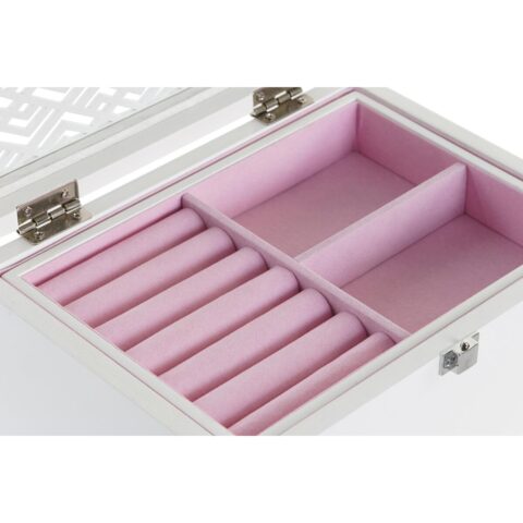Κουτί-μπιζουτιέρα DKD Home Decor Κρυστάλλινο Λευκό Ανοιχτό Ροζ Ξύλο MDF 22 x 16 x 10 cm