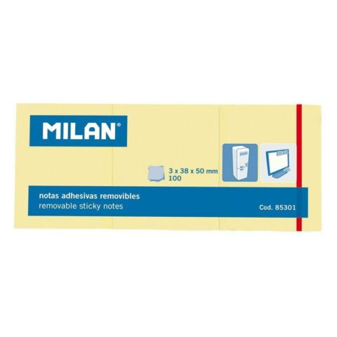 Συγκολλητικές Σημειώσεις Milan 3 in 1 Κίτρινο x10 38 x 50 mm