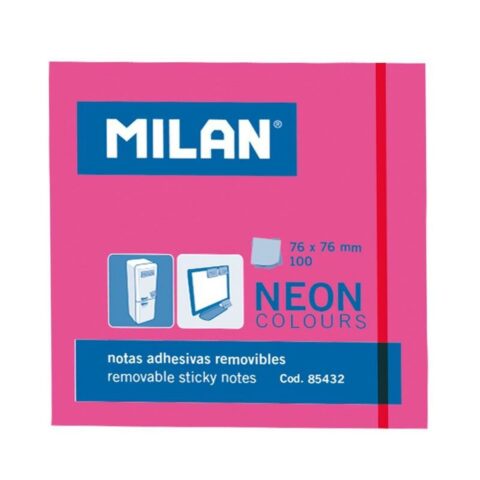 Συγκολλητικές Σημειώσεις Milan 76 x 76 mm Ροζ x10