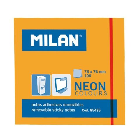 Συγκολλητικές Σημειώσεις Milan 76 x 76 mm Πορτοκαλί x10