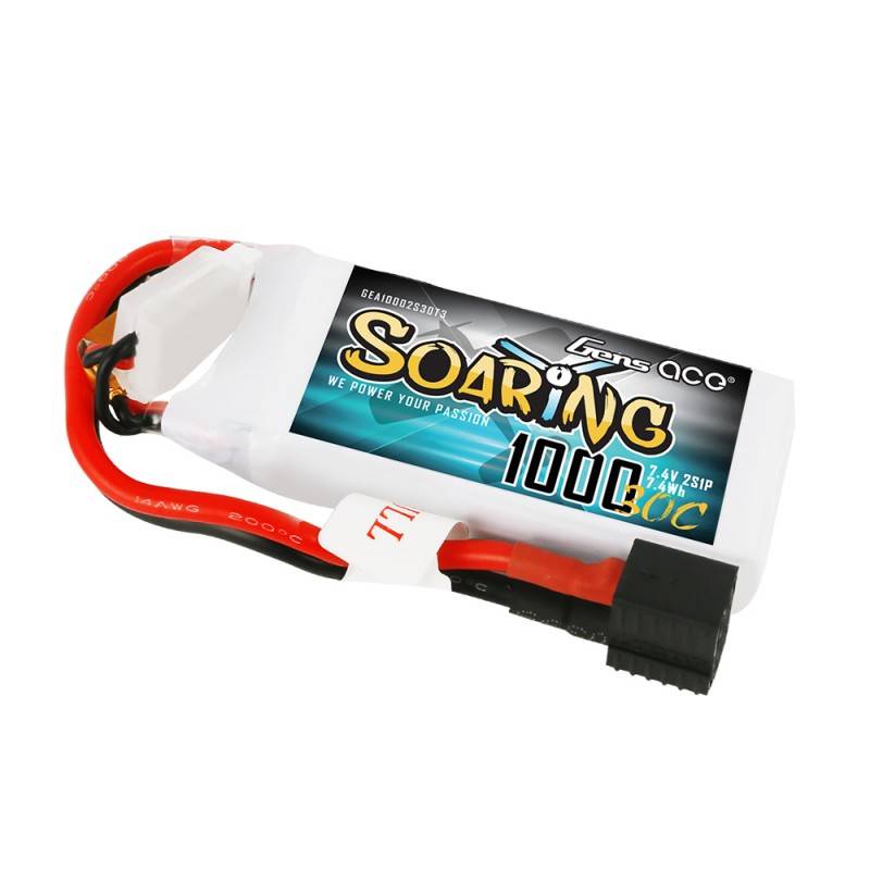 Battery Gens Ace Soaring 1000mAh 7.4V 30C 2S1P EC3/XT60/T-Plug