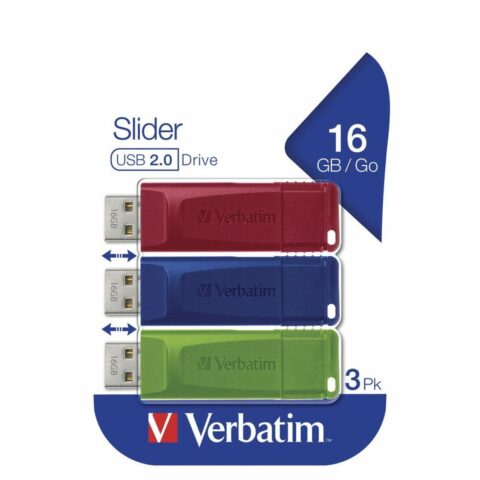 Στικάκι USB Verbatim Slider Ανασυρόμενο USB 2.0 Πολύχρωμο 16 GB
