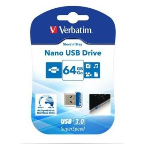 Στικάκι USB Verbatim Store 'n' Stay NANO Μπλε Μαύρο 64 GB