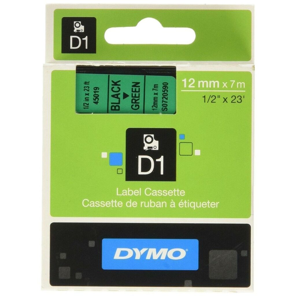 Πλαστικοποιημένη Ταινία για Στυλό Dymo D1 45019 12 mm LabelManager™ Πράσινο Μαύρο (5 Μονάδες)