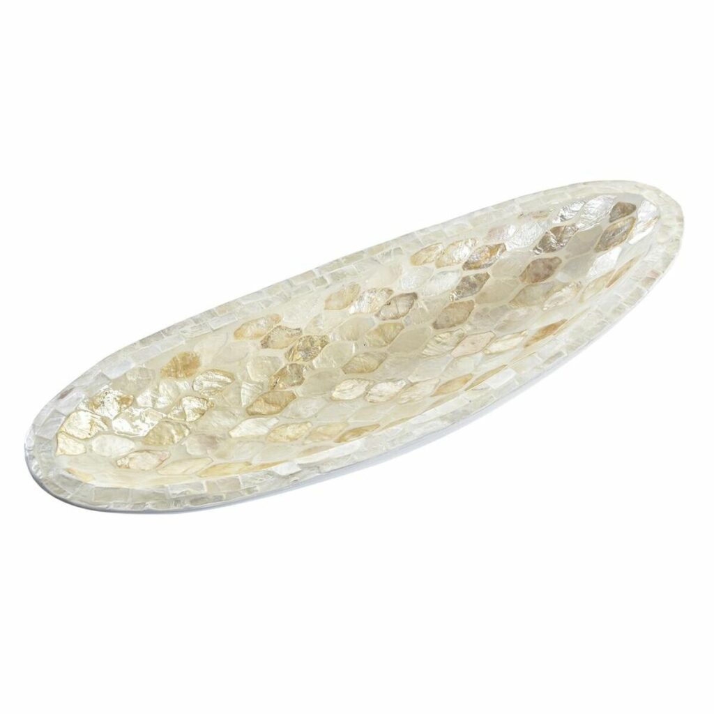 Κεντρικό Τραπεζιού DKD Home Decor 50 x 16 x 8 cm Μωσαϊκό Φυσικό Λευκό Ανοιχτό καφέ Boho