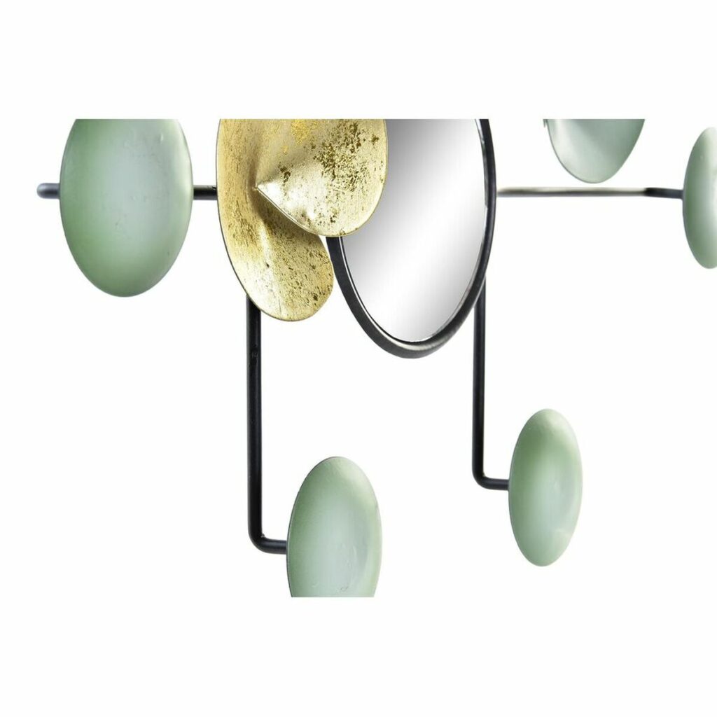Διακόσμηση τοίχων DKD Home Decor Καθρέφτης Φύλλα Χρυσό Μέταλλο Μέντα Ανατολικó (45 x 3 x 30 cm)