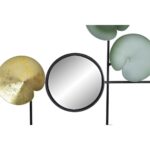 Διακόσμηση τοίχων DKD Home Decor Καθρέφτης Φύλλα Χρυσό Μέταλλο Μέντα Ανατολικó (45 x 3 x 30 cm)