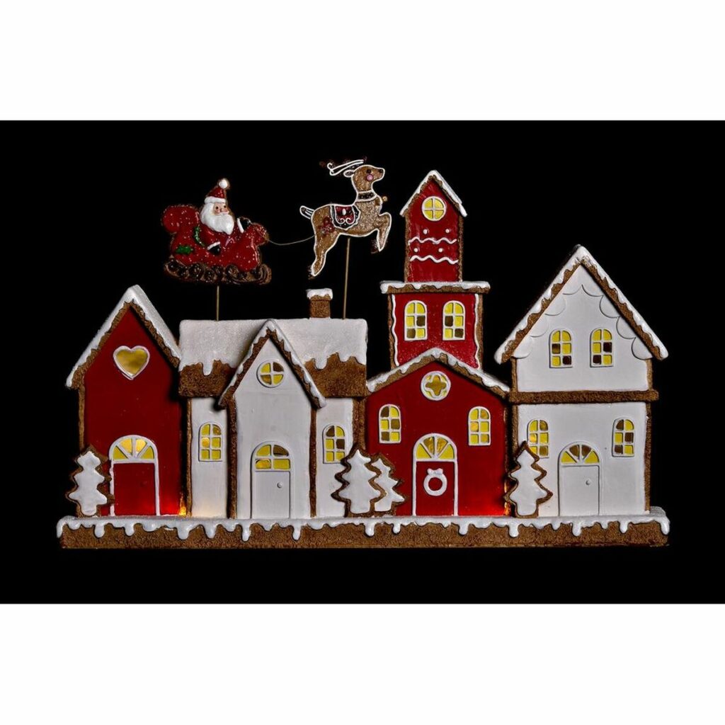 Χριστουγεννιάτικο Στολίδι DKD Home Decor Σπίτι Λευκό Κόκκινο Ρητίνη 41 x 7