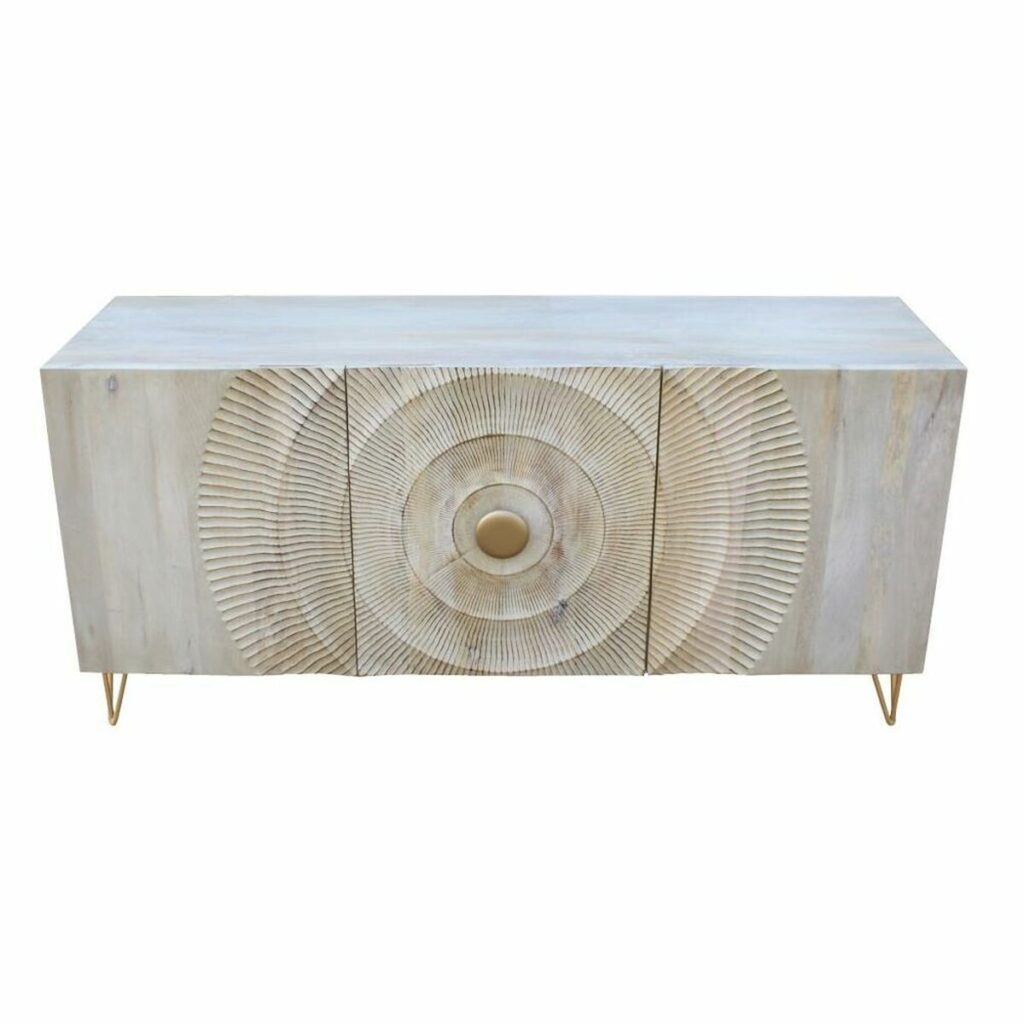 Σκευοθήκη DKD Home Decor 160 x 45 x 75 cm Χρυσό Μέταλλο Λευκό Ξύλο από Μάνγκο