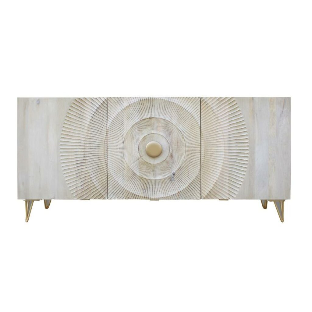 Σκευοθήκη DKD Home Decor 160 x 45 x 75 cm Χρυσό Μέταλλο Λευκό Ξύλο από Μάνγκο