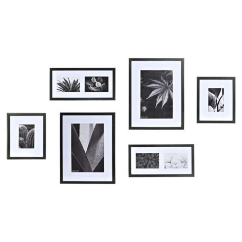Κορνίζα DKD Home Decor 33 x 2 x 45 cm Κρυστάλλινο Μαύρο Λευκό/Μαύρο Ξύλο MDF (6 Τεμάχια)