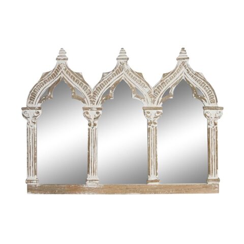 Τοίχο καθρέφτη DKD Home Decor Λευκό Φυσικό Ξύλο από Μάνγκο Ινδός 76 x 3