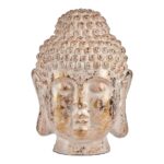 Διακοσμητική Φιγούρα για τον Κήπο Βούδας Κεφάλι Λευκό/Χρυσό Πολυρεσσίνη (45