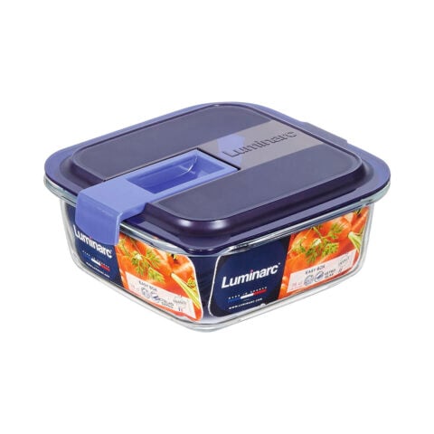 Ερμητικό Κουτί Γεύματος Luminarc Easy Box Μπλε Γυαλί (760 ml) (x6)