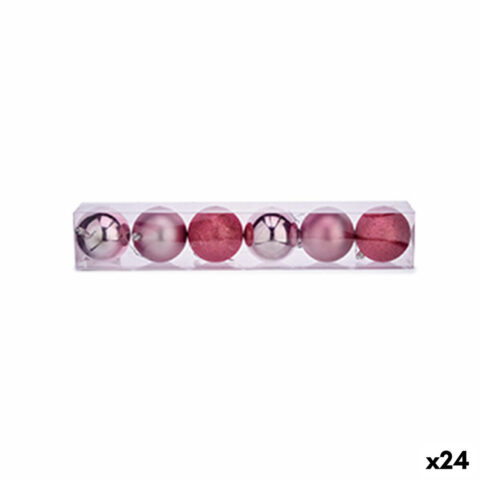 Σετ Χριστουγεννιάτικες Μπάλες Ροζ Πλαστική ύλη Ø 8 cm (24 Μονάδες)