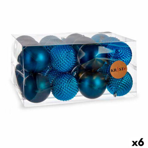 Σετ Χριστουγεννιάτικες Μπάλες Μπλε Πλαστική ύλη Ø 8 cm (x6)