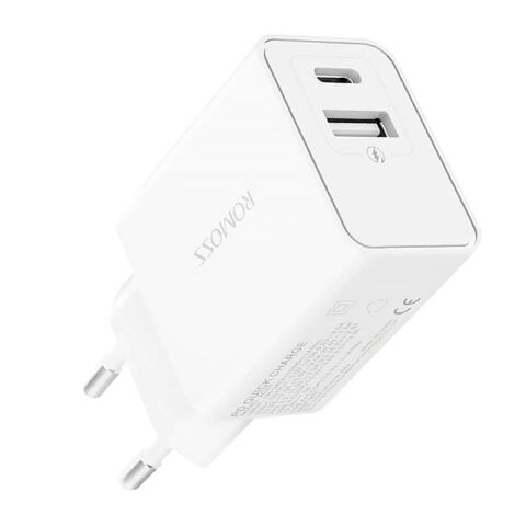 Wall charger Romoss AC30T USB + USB-C 30W (white)