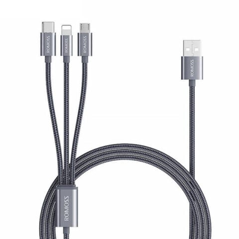 USB cable Romoss CB25A 3in1 USB-C / Lightning / Micro 3A 1.5m (gray)