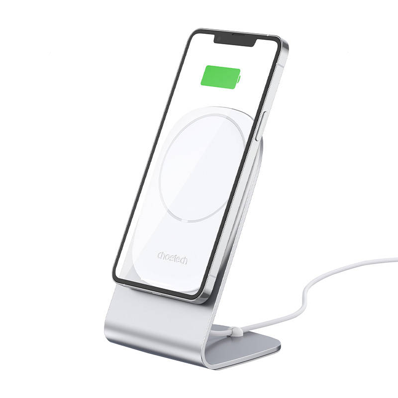 Holder with magnetic wireless charger Choetech H047 (silver)