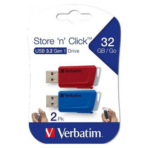 Στικάκι USB Verbatim Store 'n' Click 2 Τεμάχια Μπλε Πολύχρωμο 32 GB