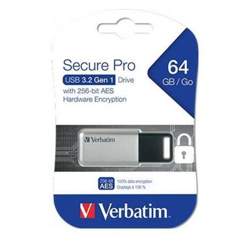 Στικάκι USB Verbatim Secure Pro Μαύρο Μαύρο/Γκρι 64 GB