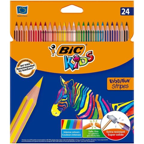 Χρωματιστά μολύβια Bic Kids Evolution Stripes Πολύχρωμο 24 Τεμάχια