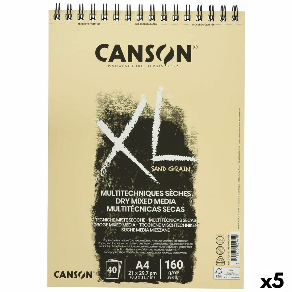 Σημειωματάριο Σχεδίου Canson XL Sand Φυσικό A4 5 Μονάδες 40 Φύλλα 160 g/m2