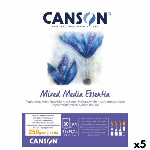 Σημειωματάριο Σχεδίου Canson Mixed Media Essentia Λευκό Λευκό Φυσικό A4 30 Φύλλα (5 Μονάδες)