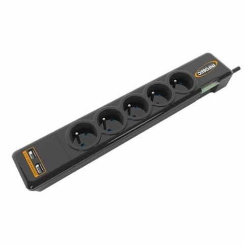 Πολύπριζο για Πρίζες 5 Θέσεων INFOSEC S5 USB NEO Μαύρο