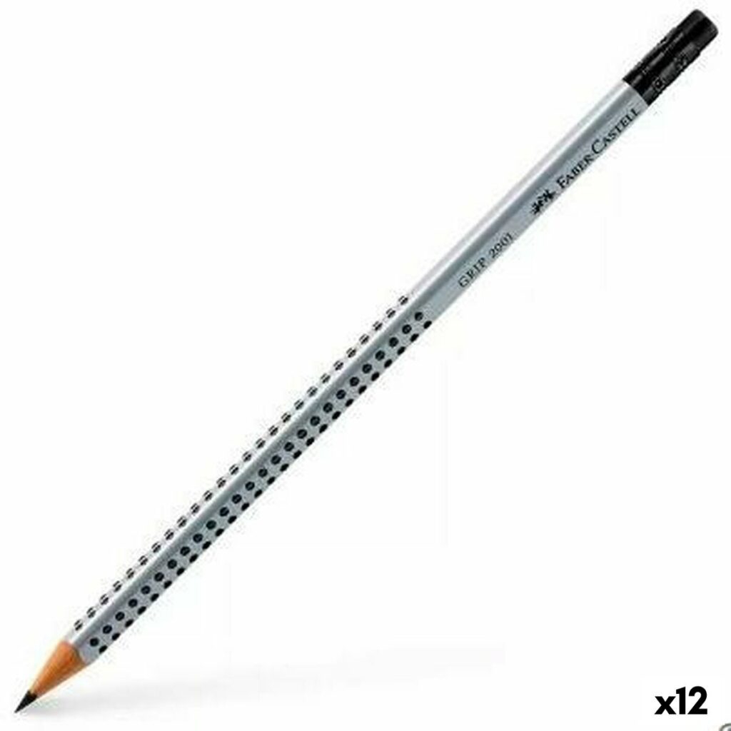 Μολύβι με Γόμα Faber-Castell Grip 2001 Οικολογικó Γκρι HB (12 Μονάδες)