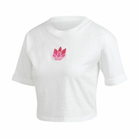 Γυναικεία Μπλούζα με Κοντό Μανίκι Adidas Adicolor 3D Trefoil Λευκό